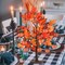 24” Lighted Maple Leaves Tree – 2FT Autumn Table Decor with 24 LED Lights & 12 Wood Pumpkin Ornaments, Battery-Powered Timer Artificial Fall Tree for Home & Thanksgiving Decorations